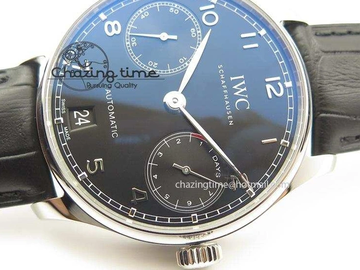 MIROTIME 0205 Practical Portuguese Real PR IW500109 ZF 1:1 Best Edition Black Dial On Black Leather Strap A52010 V 7308